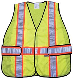 Mcr Safety Wccl2Lax Safety Vest, Class 2, Poly, Mesh 3" Orange/Silver Stripe, Lime - One Size Fits X2-X4