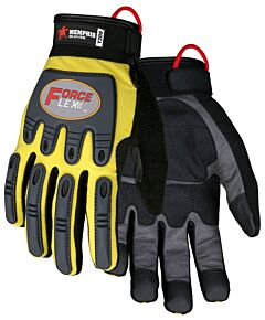 Mcr Safety Y200Xl Gloves, Forceflex, Clarino Synthetic Leather Palm Pad, Yellow Mesh Fabric, Adjustable Wrist Closure, Size X-Large, 1/Pair