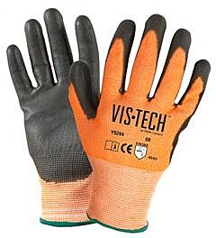 Wells Lamont Y9294L Vis-Tech Hivis Cut Resistant Gloves W/Nitrile Palm