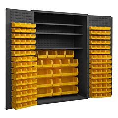 Durham 2502-138-3S-95 Cabinet, 3 Shelves, 138 Yellow Bins