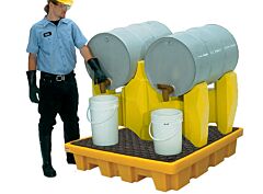 Ultratech 2384 Drum Rack, 2-Drum System, With Drain, Yellow