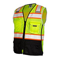 Kishigo 1515 Premium Black Series Black Bottom Safety Vest, Class 2, Lime, Size X-Large