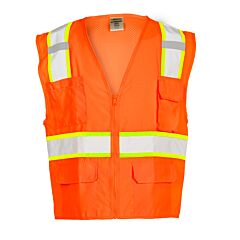 Kishigo 1164 Solid Front With Mesh Back Safety Vest, Class 2, Orange, Size Small