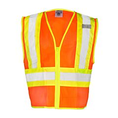Kishigo 1055 Contrasting Mesh Safety Vest, Class 2, Orange, Size Large