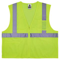 Ergodyne 21575 Glowear 8256Z Treated Polyester Hi-Vis Class 2 Vest, Lime, Size Large/X-Large