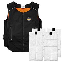 Ergodyne 12133 Chill-Its 6260 Lightweight Phase Change Cooling Vest With Packs, Black