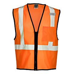 Kishigo 1520 Single Pocket Zipper Mesh Vest, Economy, Class 2, Orange, Size 4X/5X-Large