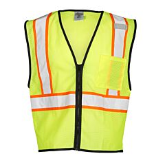 Kishigo 1527 Single Pocket Contrasting Mesh Vest, Economy, Class 2, Lime, Size Large/X-Large