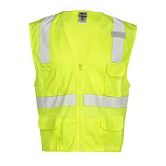 Kishigo 1291 6 Pocket Zipper Solid Vest, Class 2, Lime, Size 4X/5X-Large