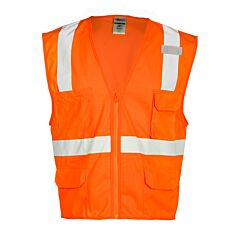 Kishigo 1292 6 Pocket Zipper Solid Vest, Class 2, Orange, Size 2X/3X-Large