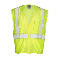 Kishigo Fm419 Chemically Treated Polyester Mesh Vest, Flame Resistant, Class 2, Lime, Size Large