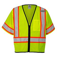 Kishigo 1565 Single Pocket Contrasting Mesh Vest, Economy, Class 3, Lime, Size 4X/5X-Large