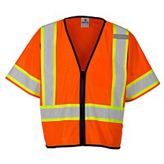 Kishigo 1566 Single Pocket Contrasting Mesh Vest, Economy, Class 3, Orange, Size Large/X-Large
