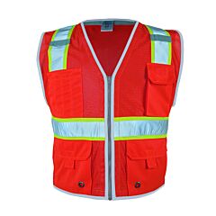 Kishigo 1710 Premium Brilliant Series Heavy Duty Vest, Class 2, Fluorescent Red, Size X-Large