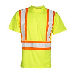 Kishigo 9120 Flat Stitch Panels Class 2 T-Shirt, Lime, Size 2X-Large