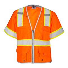Kishigo 1551 Premium Brilliant Series Heavy Duty Vest, Class 3, Orange, Size Medium