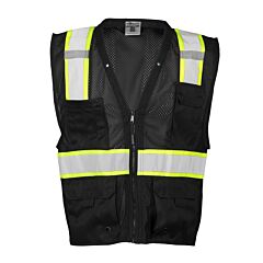 Kishigo B100 Multi Pocket Mesh Vest, Enhanced Visibility, Black/Lime, Size 4X/5X-Large