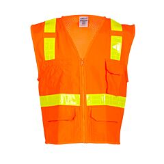 Kishigo 1207A Oralite Solid Front With Mesh Back Vest, Class 2, Orange, Size Medium
