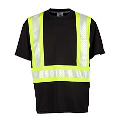 Kishigo B200 Contrast T-Shirt, Class 1, Enhanced Visibility, Black/Lime, Size 4X-Large