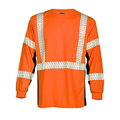 Kishigo 9135 Premium Black Series Long Sleeve Class 3 T-Shirt, Orange, Size Large