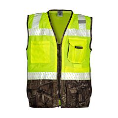 Kishigo 1523 Premium Brilliant Series Heavy Duty Mossy Oak Vest, Class 2, Specialty, Lime, Size Medium