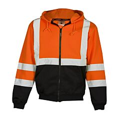 Kishigo Js103 Hoodie Sweatshirt With Zipper, Orange, Size 3X-Large