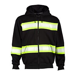Kishigo B310 Heavyweight Hoodie, Class 1, Enhanced Visibility, Black/ Lime, Size Large