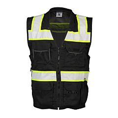 Kishigo B500 Professional Utility Vest, Enhanced Visibility, Black/Lime, Size 2X-Large