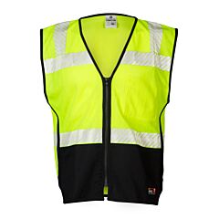 Kishigo Fm410D Premium Black Series Fr Mesh Vest, Flame Resistant, Lime, Size 3X-Large