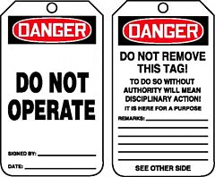 Accuform Mdt112Lpp Osha Danger Safety Tag: Do Not Operate, Self Laminating Plastic - 5 3/4" X 3 1/4", Pack Of 25 Each