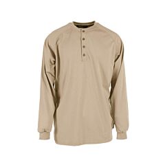 Neese Vi6Hs 6 Oz Indura Cotton Knit Fr Fabric Cat Level 2, 8.7 Cal/Cm2, Fr Henley Shirts, Khaki, Size Large