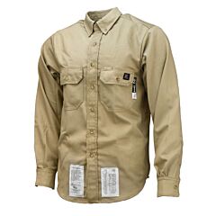 Neese Vu7Sh 7 Oz Ultra-Soft 88% Cotton/12% Nylon Cat Level 2, 8.5 Cal/Cm2, Fr Work Shirts, Khaki, Size X-Small
