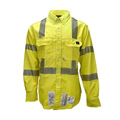 Neese Vu7Sh3 7 Oz Ultra Soft 88% Cotton/12% Nylon Cat Level 2, 8.5 Cal/Cm2, Fr Hi Vis Fr Shirts, Yellow, Size 2X-Large