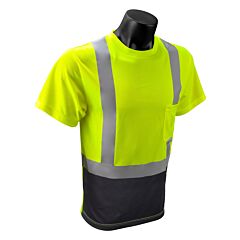 Radians St11B Short Sleeve Black Bottom T-Shirt, Class 2 Safety Vest, Green/Black, Size X-Large