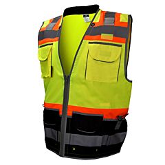 Radians Sv55B Class 2 Heavy Woven Color Blocked Two Tone Engineer Vest, Green, Size 4X-Large