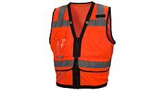 Pyramex Rvz2820M Rvz28 Series Safety Vest, Hi-Vis Orange With Black Trim And Zipper, Size Medium, 1 Each