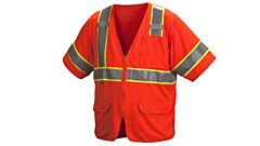 Pyramex Rvz3520X5 Rvz35 Series Safety Vest, Orange Class 3 Elastic Mesh, Size 5Xl, 1 Each
