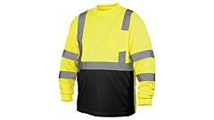 Pyramex Rlts3110Bx5 Rlts31B Series T-Shirt, Hi-Vis Lime Long Sleeve, Black Bottom, Size 5X Large, 1 Each