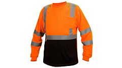 Pyramex Rlts3120Bx2 Rlts31B Series T-Shirt, Hi-Vis Orange Long Sleeve, Black Bottom, Size 2X Large, 1 Each