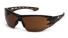 Carhartt Chb918St Cayce Safety Glasses, Black/Tan Frame, Sandstone Bronze Anti-Fog Lens
