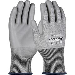 West Chester 730Tgu/L Cut Resistant Gloves, Posigrip, 13G Gray Seamless Knit Hppe Shell, Gray Pu Coating, A3, Size Large