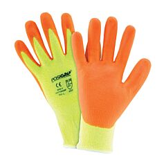 West Chester Hvy710Hsnf/L Cut Resistant Gloves, Posigrip Hi-Vis Yellow Hppe, Orange Foam Nitrile Palm, Size Large