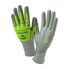 West Chester 710Hgubhvg/M Gloves, R2 Gray Hppe, Gray Palm Coated, Hi-Vis Tpr, Size Medium