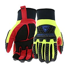 West Chester 87830/M Safety Rigger Gloves, R2, Padded Palm, Tpr, Touchscreen, Slip On, Size Medium