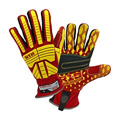 West Chester 87015/S R15 A6 Synthetic Leather Double Palm With Pvc Palm And Fabric Back, Tpr Impact Protection, Red, Size Small