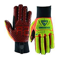 West Chester 87010/M R2 Rigace Synthetic Leather Double Palm With Silicone Palm And Fabric Back, Tpr Impact Protection, Hi-Vis Orange, Size Medium