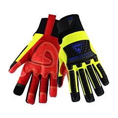 West Chester 87810/Xl R2 A2 Safety Rigger Synthetic Leather Double Palm With Silicone Grip And Fabric Back, Tpr Impact Protection, Hi-Vis Yellow, Size X-Large