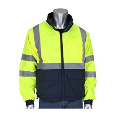 Pip 333-1500-R/5X Type R Class 3 4-In-1 Reversible Windbreaker, Dark Gray Bottom, Multi-Seasonal With Detachable Sleeves, Hi Vis Yellow, Size 5X-Large, 1 Each