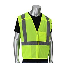 Pip 302-V205Ly-L/Xl Ansi Type R Class 2 Breakaway Mesh Vest, Hook & Loop, 2 Pockets, Dual Sized, Hi-Vis Yellow, Size L-Xl, 1 Each