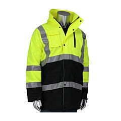 Pip 343-1750-Ly/Xl Ansi Type R Class 3 Black Bottom Coat With Built-In Quilted Insulation, Hi-Vis Yellow, Size X-Large, 1 Each